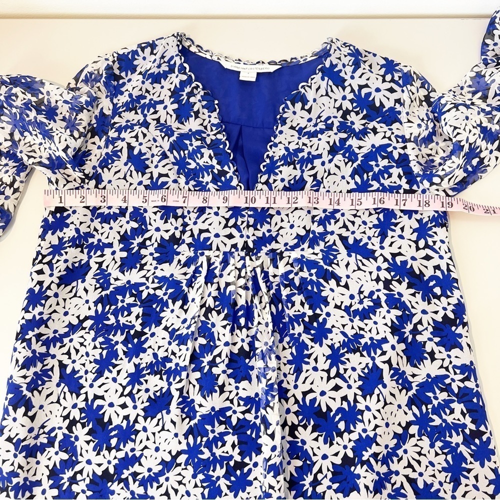 Diane von Furstenberg Aria Printed Silk Tunic Dress Blue Floral size 4 - Picture 10 of 11